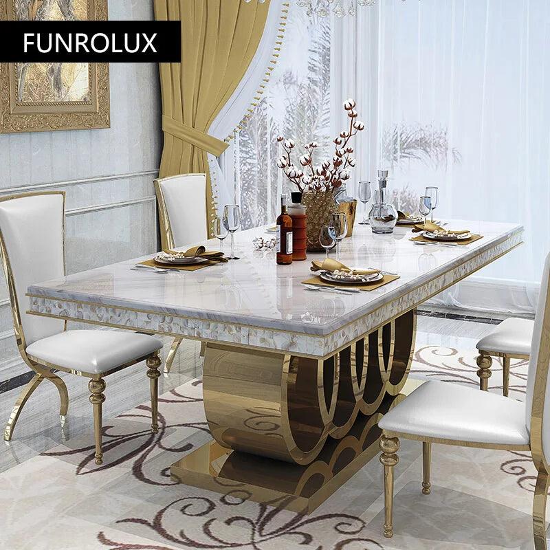 Modern Mild luxury marble dining tables and rectangular simple small apartment6People10Dining table in Renren restaurant