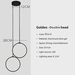 Modern Minimalist LED Pendant Light Chandelier For Bedroom Restaurant Living Room Gold Black Hanging Lamp Decoration Lustre