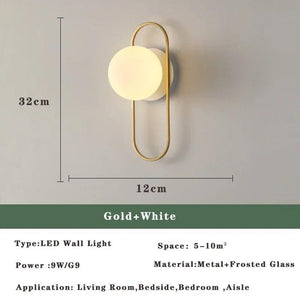 Modern Nordic LED Lustre Golden Black Wall Lamp Indoor Lighting Fixtures for Bedroom Living Room Wall Sconce Wall Lights