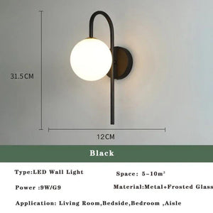 Modern Nordic LED Lustre Golden Black Wall Lamp Indoor Lighting Fixtures for Bedroom Living Room Wall Sconce Wall Lights