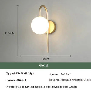 Modern Nordic LED Lustre Golden Black Wall Lamp Indoor Lighting Fixtures for Bedroom Living Room Wall Sconce Wall Lights