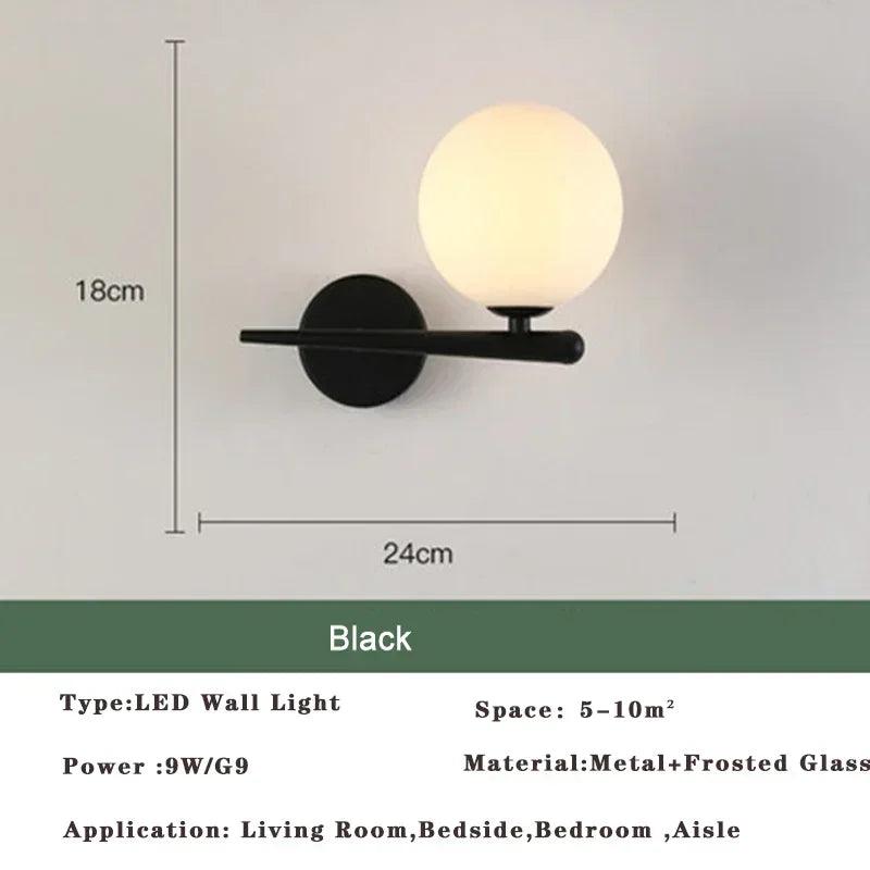 Modern Nordic LED Lustre Golden Black Wall Lamp Indoor Lighting Fixtures for Bedroom Living Room Wall Sconce Wall Lights