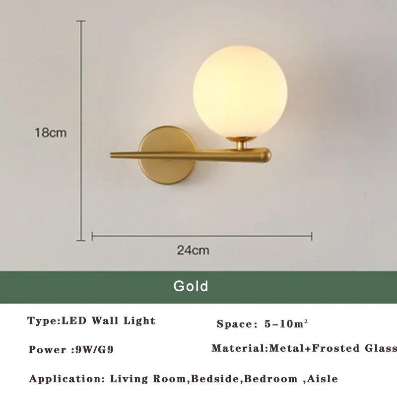 Modern Nordic LED Lustre Golden Black Wall Lamp Indoor Lighting Fixtures for Bedroom Living Room Wall Sconce Wall Lights