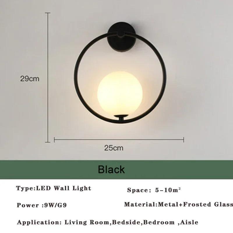 Modern Nordic LED Lustre Golden Black Wall Lamp Indoor Lighting Fixtures for Bedroom Living Room Wall Sconce Wall Lights