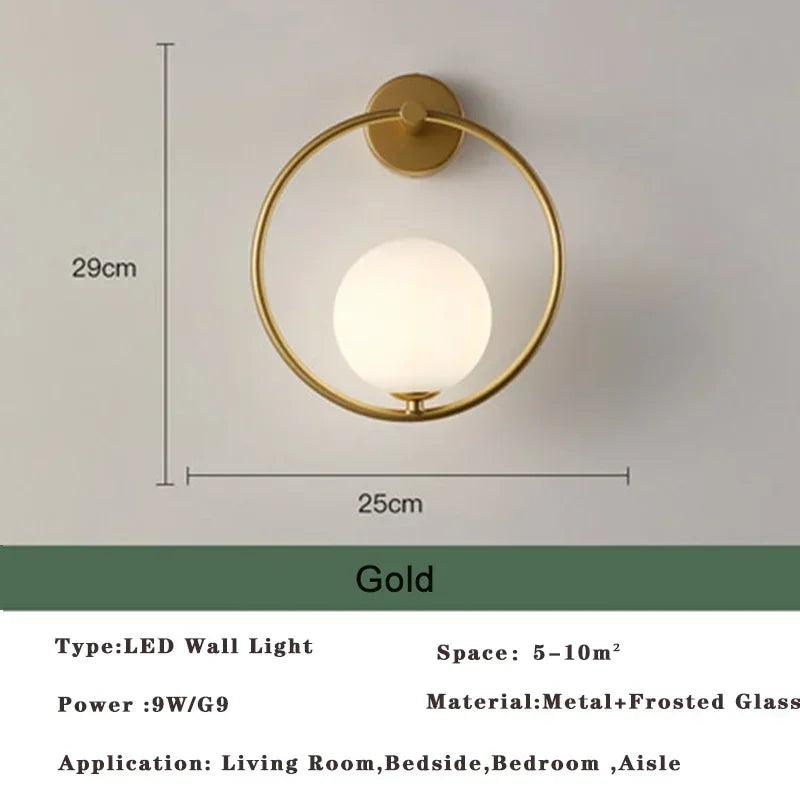 Modern Nordic LED Lustre Golden Black Wall Lamp Indoor Lighting Fixtures for Bedroom Living Room Wall Sconce Wall Lights