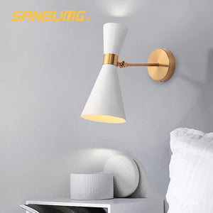 Modern Nordic Wall Light Lamp for Corridor Bedside Living Room Bedroom Iron Art Adjustable Plating E27 Base Head Sconce Fixture