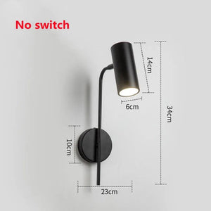 Modern Rotatable Wall Lamp Living Room Background LED Wall Light Bedroom Bedside Light Aisle Long Pole Switch Lamp