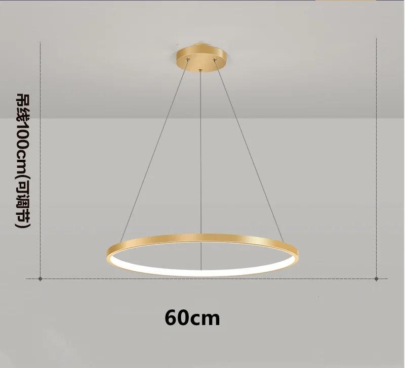 Modern Round Ring Led Pendant Light for Dining Living Room Center Table Kitchen Bedroom Minimalist Decor Hanging Lamp Fixture