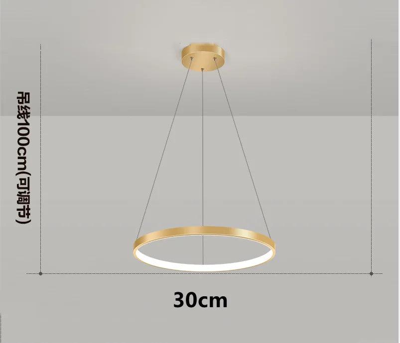 Modern Round Ring Led Pendant Light for Dining Living Room Center Table Kitchen Bedroom Minimalist Decor Hanging Lamp Fixture