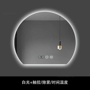 Modern Semi-circular Smart Bath Mirrors Creative Touch Bathroom Mirror Home Bedroom Special-shaped Makeup Mirrors with Led Light