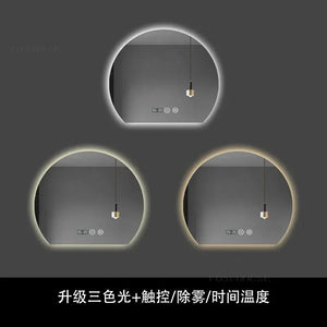 Modern Semi-circular Smart Bath Mirrors Creative Touch Bathroom Mirror Home Bedroom Special-shaped Makeup Mirrors with Led Light