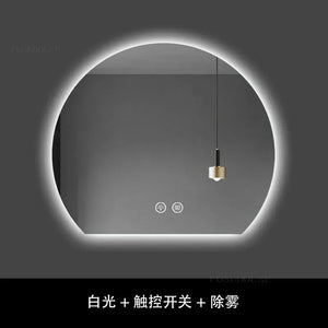 Modern Semi-circular Smart Bath Mirrors Creative Touch Bathroom Mirror Home Bedroom Special-shaped Makeup Mirrors with Led Light