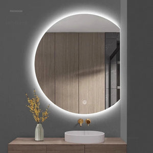 Modern Semi-circular Smart Bath Mirrors Creative Touch Bathroom Mirror Home Bedroom Special-shaped Makeup Mirrors with Led Light