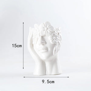 Modern Simple Ceramic Human Face Flower Vase Human Head Plant Flower Pot Nordic Art Flower Creative Vase Home Living Room Decor