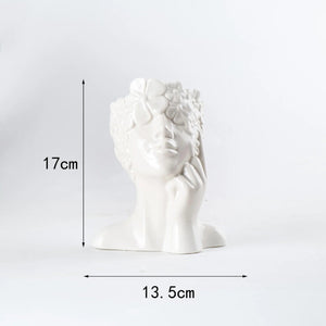 Modern Simple Ceramic Human Face Flower Vase Human Head Plant Flower Pot Nordic Art Flower Creative Vase Home Living Room Decor