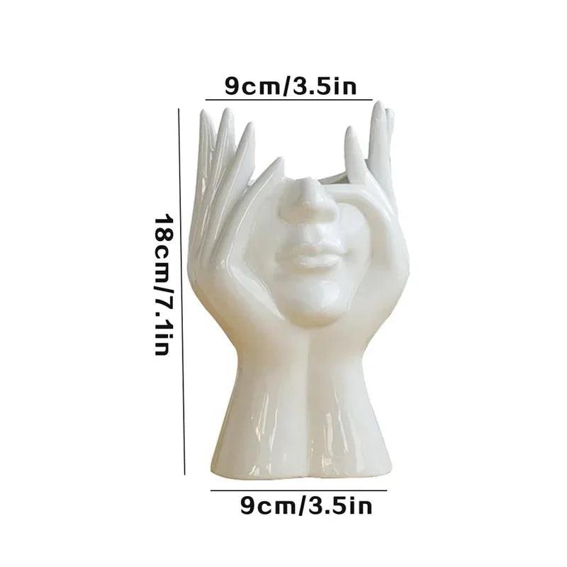 Modern Simple Ceramic Human Face Flower Vase Human Head Plant Flower Pot Nordic Art Flower Creative Vase Home Living Room Decor