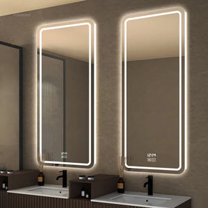 Modern Smart Bath Mirrors Washbasin Wall-mounted Bathroom Mirror Light Luxury Minimalist Household Makeup Mirror with LED Light