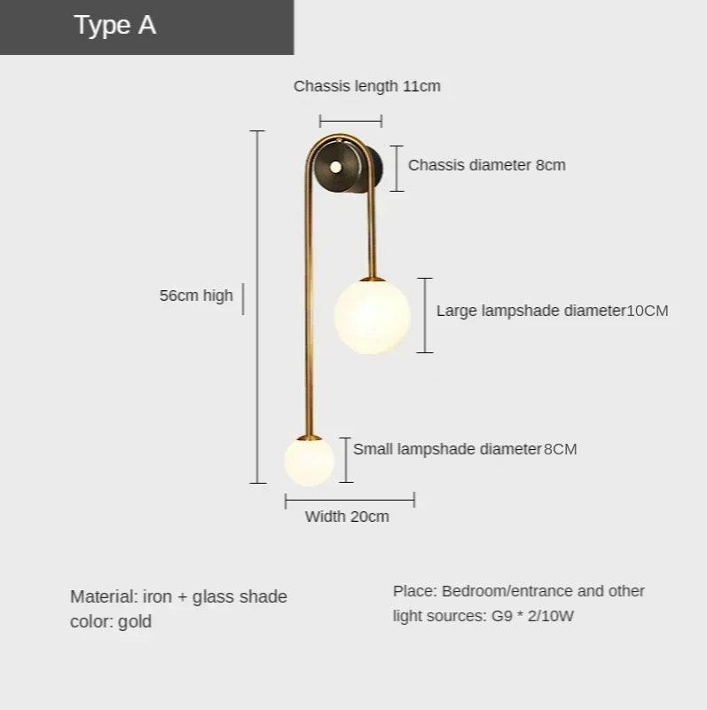 Modern Wall Lamp Glass Ball Lampshade LED Gold Home Decor Living Room Bedroom Interior Lighting Sconce Nordic Luminaire Light