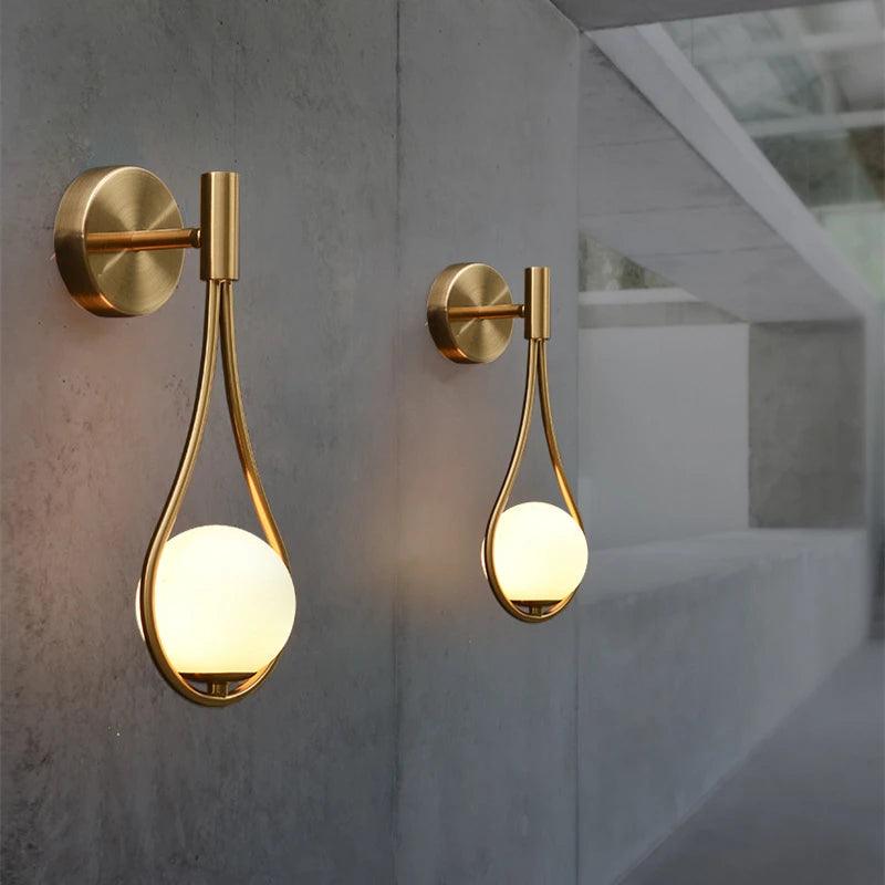 Modern Wall Light Glass Ball Luxury Gold Sconce Living Room Bedroom Bedside Aisle Staircase Nordic Wall Mount Indoor Decor Lamp