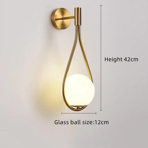 Modern Wall Light Glass Ball Luxury Gold Sconce Living Room Bedroom Bedside Aisle Staircase Nordic Wall Mount Indoor Decor Lamp