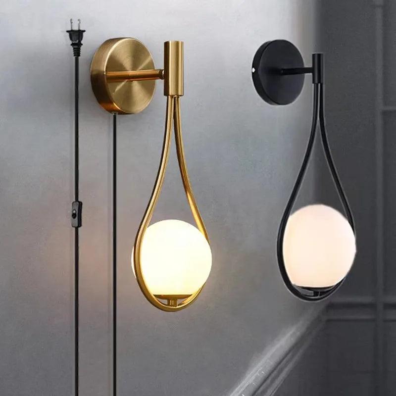 Modern Wall Light Glass Ball Luxury Gold Sconce Living Room Bedroom Bedside Aisle Staircase Nordic Wall Mount Indoor Decor Lamp