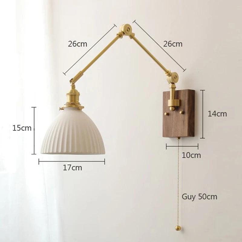 Modern Wall Light New Ceramic Nordic Copper Bedroom Bedside Adjustable LED Lamp with Switch Indoor Lights Fixture for Home E27