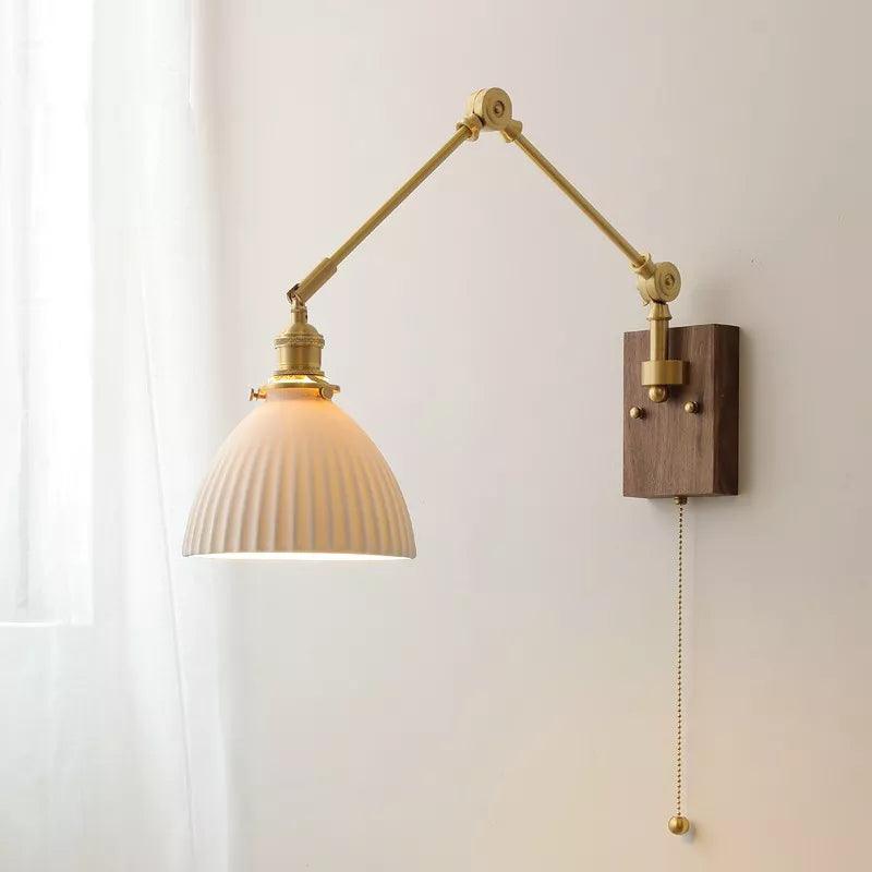 Modern Wall Light New Ceramic Nordic Copper Bedroom Bedside Adjustable LED Lamp with Switch Indoor Lights Fixture for Home E27