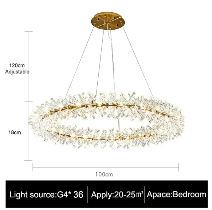 Modern living room bedroom round ceiling chandelier interior decoration luxury crystal chandelier personalized creative LED lamp