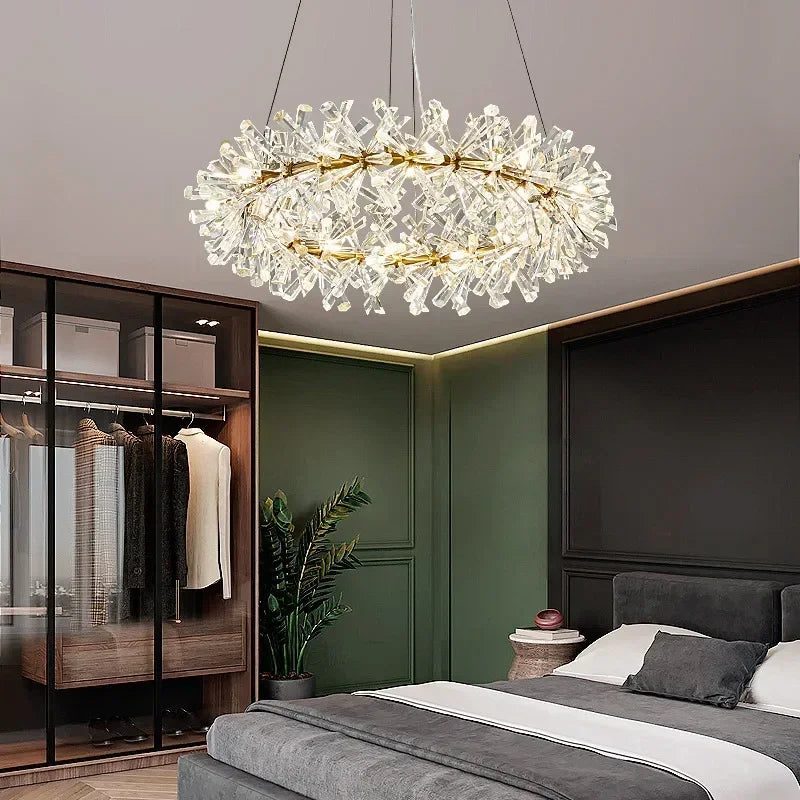 Modern living room bedroom round ceiling chandelier interior decoration luxury crystal chandelier personalized creative LED lamp