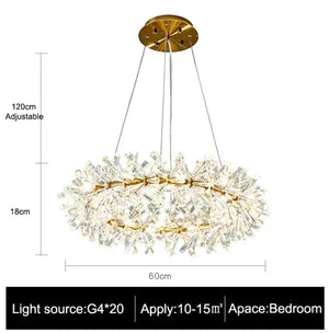 Modern living room bedroom round ceiling chandelier interior decoration luxury crystal chandelier personalized creative LED lamp