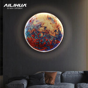 Modern simple bedside wall lamp net red creative living room bedroom moon mural new balcony stair aisle lamp