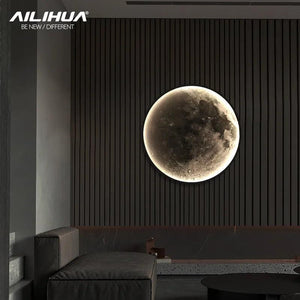 Modern simple bedside wall lamp net red creative living room bedroom moon mural new balcony stair aisle lamp