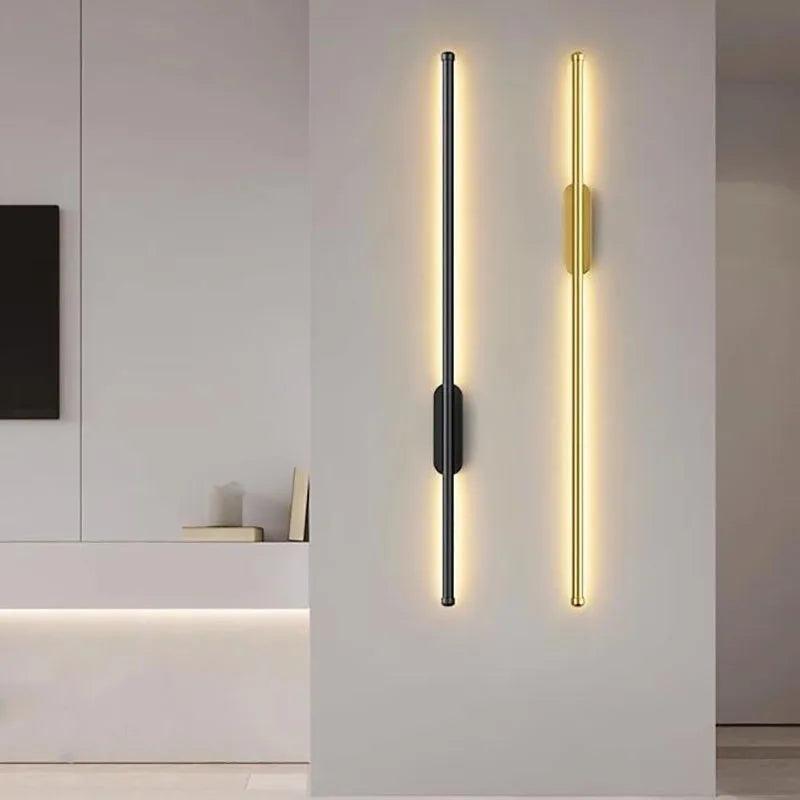 Modern simple linear tube LED wall lamp up down background opposite wall light LED bedside foyer corridor black gold LED sconce