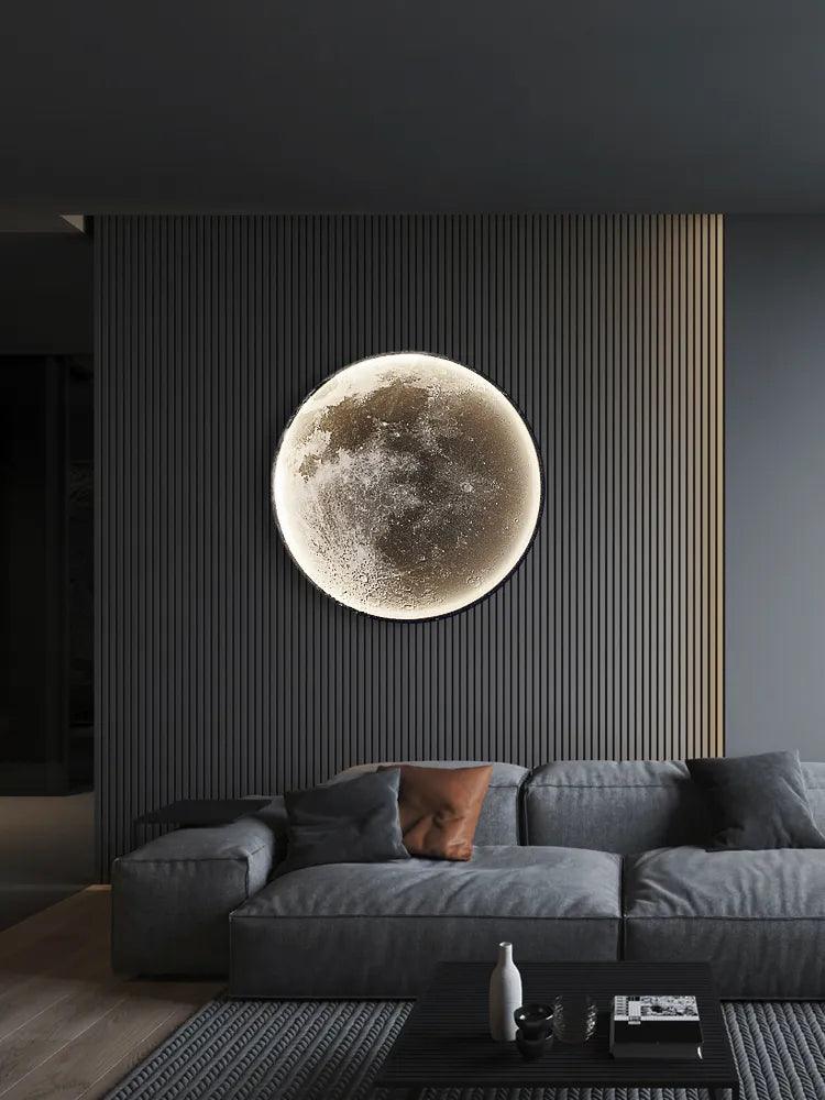 Moon Wall Lamp Living Room Background Wall Modern Simple Wall Painting Lamp Art Decoration Designer Aisle Bedroom Bedside Lamps