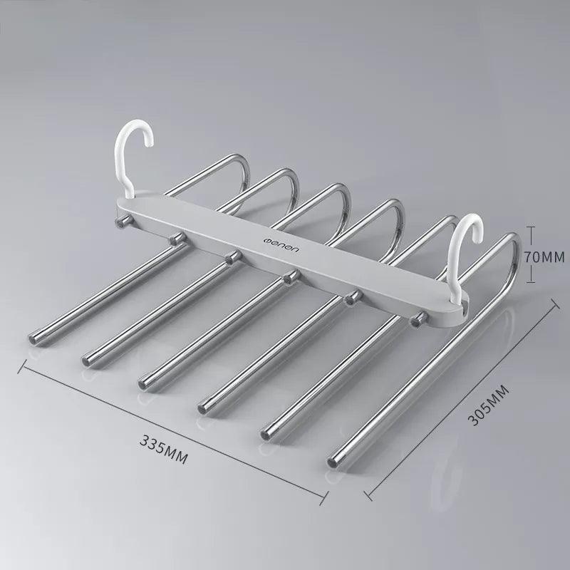 Multi-functional 6 in 1 Pants Hanger For Clothes Rack Adjustable Closet Organizer Trouser Storage Rack Pants Tie Storage Shelf