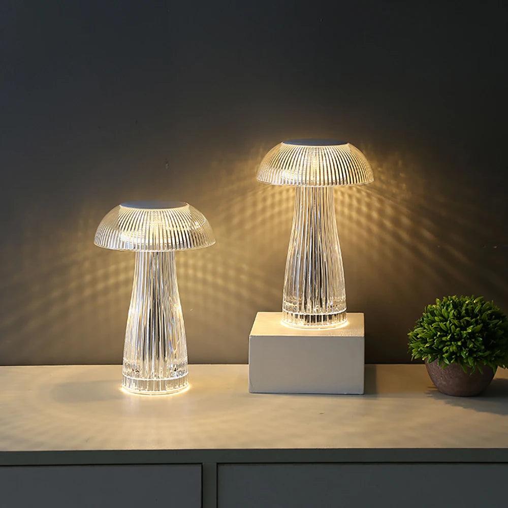 Mushroom Crystal Table Lamp LED Ambient Light Touch Night Light for Restaurant Cafe Bar Living Room Bedroom Bedside Decoration