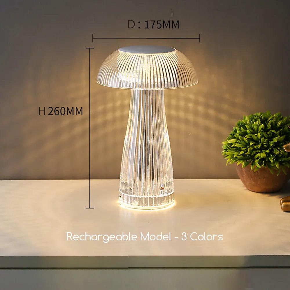 Mushroom Crystal Table Lamp LED Ambient Light Touch Night Light for Restaurant Cafe Bar Living Room Bedroom Bedside Decoration