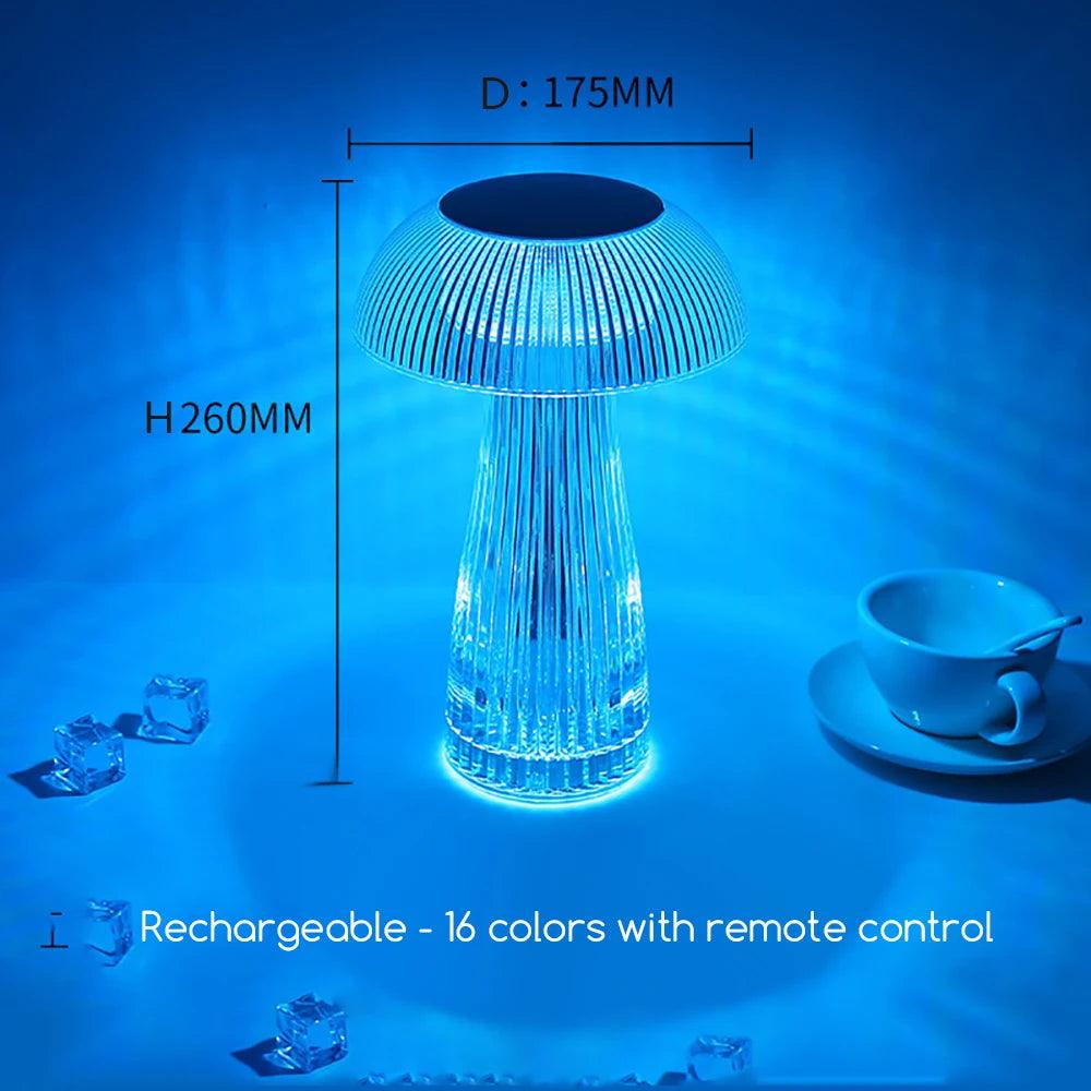 Mushroom Crystal Table Lamp LED Ambient Light Touch Night Light for Restaurant Cafe Bar Living Room Bedroom Bedside Decoration