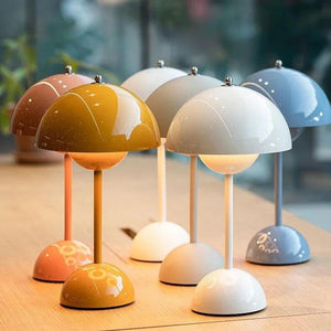 Mushroom Flower Bud Rechargeable LED Table Lamps Desk Night For Bedroom Dining Touch Night Light Simple Modern Decoration