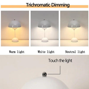 Mushroom Flower Bud Rechargeable LED Table Lamps Desk Night For Bedroom Dining Touch Night Light Simple Modern Decoration