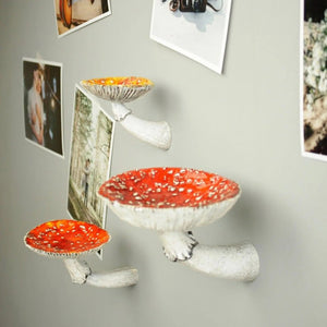 Mushroom Wall Hanging Shelf Decoration Frame Amanita Shaped Floating Shelf 3 Size Wall Hanging Storage Rack Home Ornaments