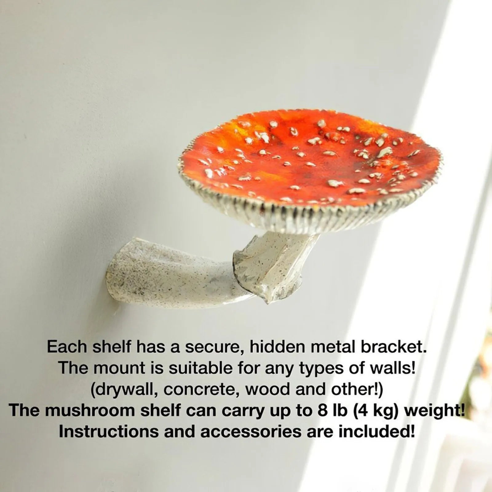 Mushroom Wall Hanging Shelf Decoration Frame Amanita Shaped Floating Shelf 3 Size Wall Hanging Storage Rack Home Ornaments