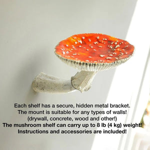 Mushroom Wall Hanging Shelf Decoration Frame Amanita Shaped Floating Shelf 3 Size Wall Hanging Storage Rack Home Ornaments