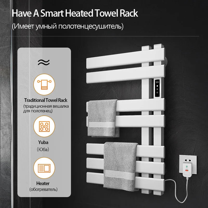 New 2023 Bathroom Radiator Electric Towel Rail Smart Touch Thermostatic Heating Rack 220V Energy Saving Warmer Home Accessories