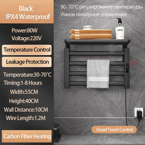 New 2023 Bathroom Radiator Electric Towel Rail Smart Touch Thermostatic Heating Rack 220V Energy Saving Warmer Home Accessories