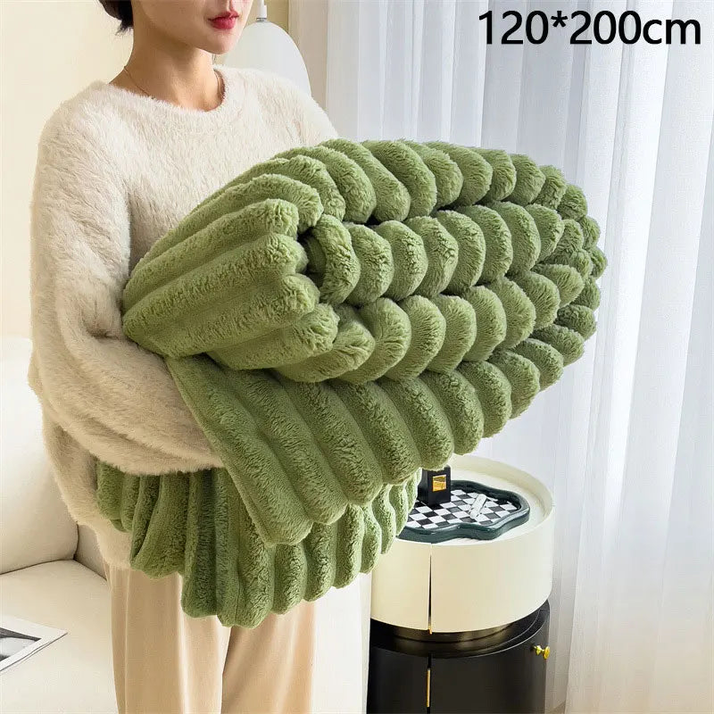 New Artificial Rabbit Plush Autumn Warm Blankets for Beds Soft Coral Fleece Sofa Throw Blanket Comfortable Thicken Bed Sheet