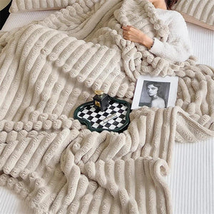 New Artificial Rabbit Plush Autumn Warm Blankets for Beds Soft Coral Fleece Sofa Throw Blanket Comfortable Thicken Bed Sheet