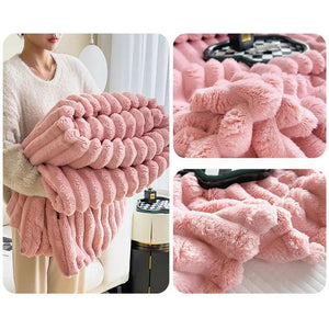 New Artificial Rabbit Plush Autumn Warm Blankets for Beds Soft Coral Fleece Sofa Throw Blanket Comfortable Thicken Bed Sheet