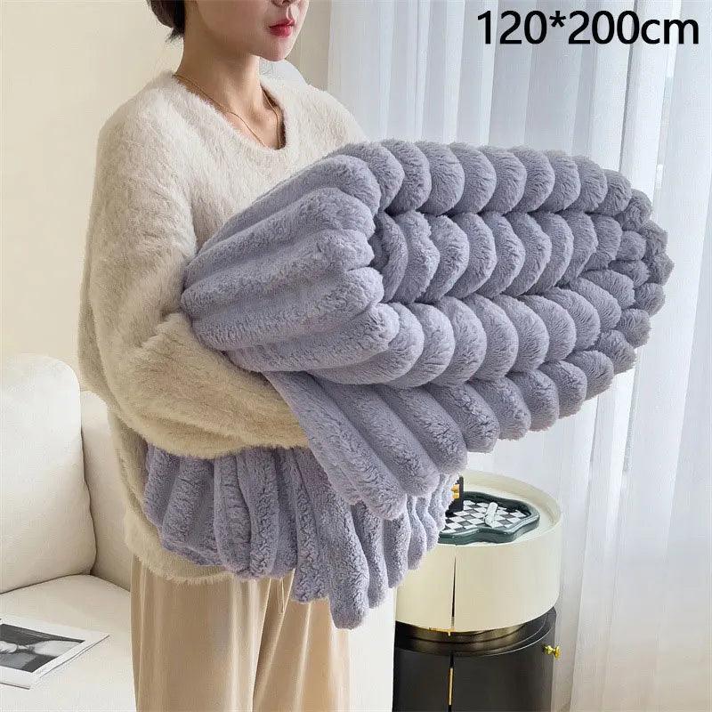 New Artificial Rabbit Plush Autumn Warm Blankets for Beds Soft Coral Fleece Sofa Throw Blanket Comfortable Thicken Bed Sheet