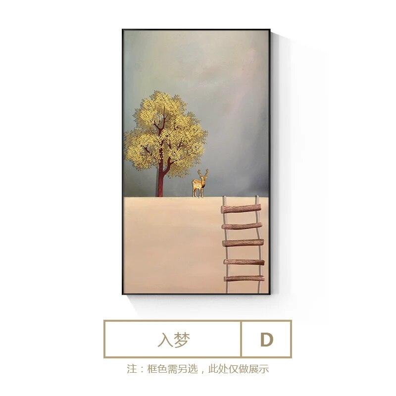 New Chinese Style Gold Boat Canvas Poster Natural Landscape Abstract Painting Print Wall Art Pictures For Living Room Home Decor